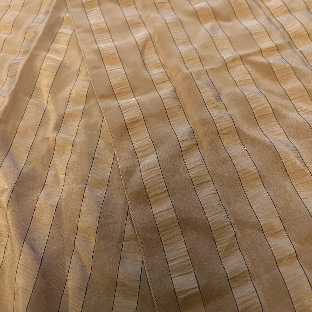 PIERRE CARDIN PARIS Vintage Striped Seersucker Oblong Silk Scarf, Butterscotch